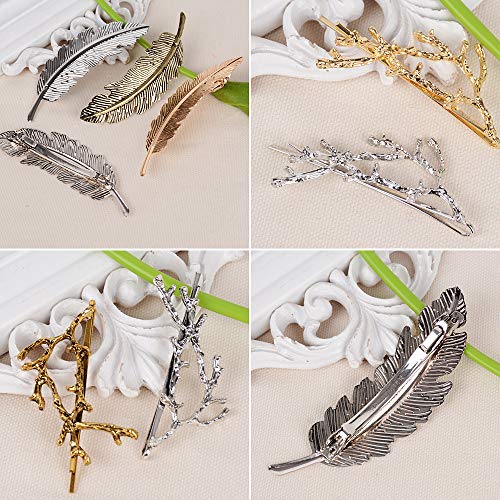8 Horquillas Pelo Mujer Clips Pasadores Pinzas de Metal Adornos Accesorios Cabello Color Dorado Plateado Bronce