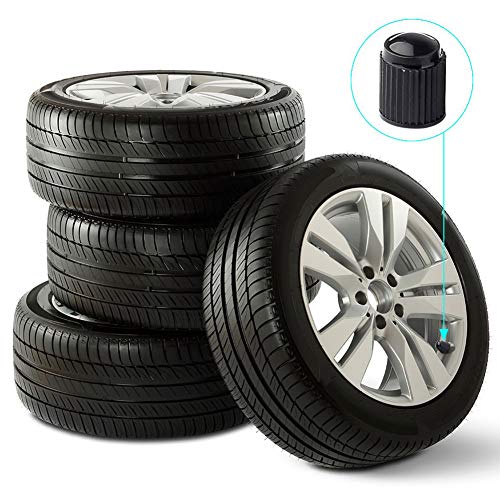 8 tapones de válvula para neumáticos, de plástico, para coche, con anillo de sellado para SUV, moto, camiones, bicicletas, color negro