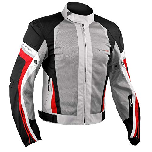 A-pro A de verano Mesh – Chaqueta de moto deporte Motor Bike Racing Touring gris/rojo XXL