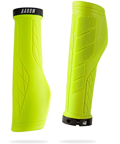 AARON Fit puños de Bicicleta Acolchados de Gel, puños Deportivos Antideslizantes, puños para Bicicletas eléctricas, Bicicleta de Trekking, Bicicleta de montaña, Bicicleta de Cross, fijación, Amarillo