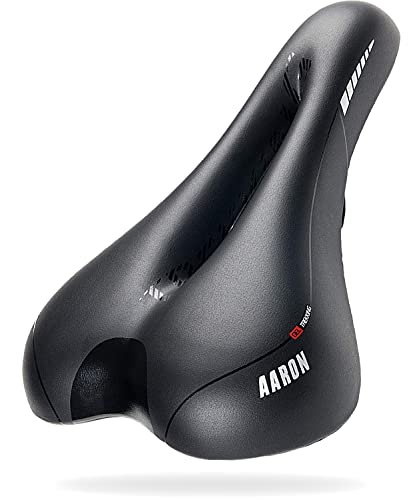 AARON Trekking - Sillín de Gel - Absorbe los Golpes - Diseño Unisex cómodo y ergonómico - para bicis utilitarias, eléctricas, de Trekking y de montaña - Negro