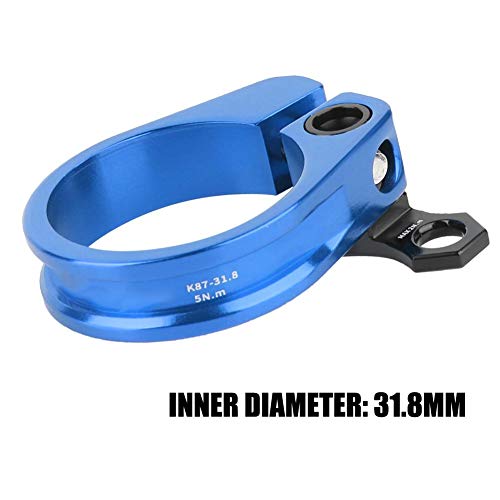 Abrazadera de la tija del sillín de la bicicleta, Clip del tubo del asiento de la bicicleta Aleación de aluminio Abrazadera de cierre rápido Asiento Bloqueo para 31.8 mm Mountain Road Bike Tube(Azul)