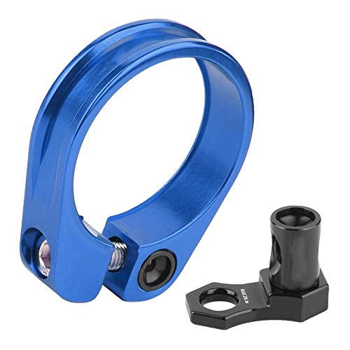Abrazadera de la tija del sillín de la bicicleta, Clip del tubo del asiento de la bicicleta Aleación de aluminio Abrazadera de cierre rápido Asiento Bloqueo para 31.8 mm Mountain Road Bike Tube(Azul)