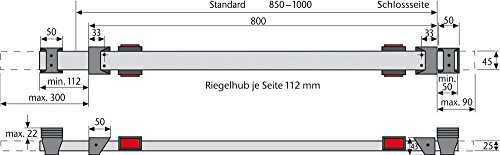 Abus PR 1400 - Barra transversal sin cilindro para puertas secundarias