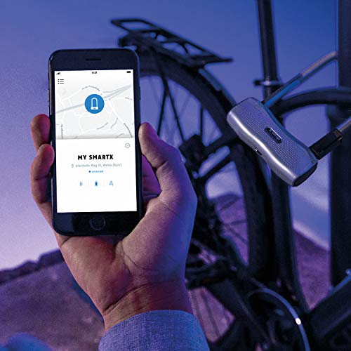 ABUS SmartX 82362 770A - Candado para bicicleta con Bluetooth y alarma (100 db) para smartphone iOS y Android, nivel de seguridad 15, color negro