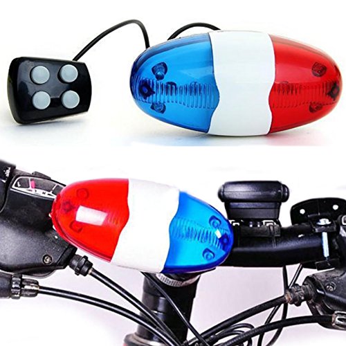 ACAMPTAR Bicycle Bell 6 LED 4 Tono de bocina Luz LED Sirena Electronica de Bicicletas Campanas para ninos Accesorios de Bicicletas