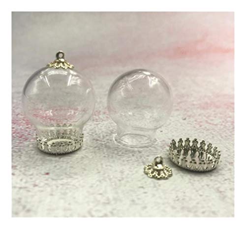 Accesorios 5pcs / porción 25x15mm Botellas Transparentes de Vidrio Hueco Globo orbe con Bronce/Plata Corona Bandeja Tapa de la Base de Cristal Pendiente del Frasco Deseando Decoración Regalo