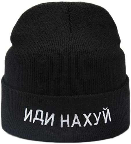 Accesorios de Invierno Hombres Mujeres Rusia Bordado Bordado Sombrero Beanie, Invierno Daily Knit Warm Solid Sombrero cálido (Color : Black, tamaño : One Size)