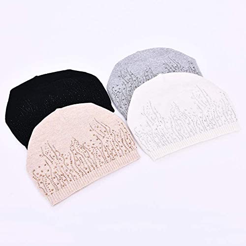 Accesorios de Invierno Sombrero de Invierno Boina Caliente Beanie Invierno Mujer Gorro Gorro de Punto con Mapache Pom Pom Mujeres Sombrero cálido (Color : White-M, tamaño : 6 7/8-7 1/8)