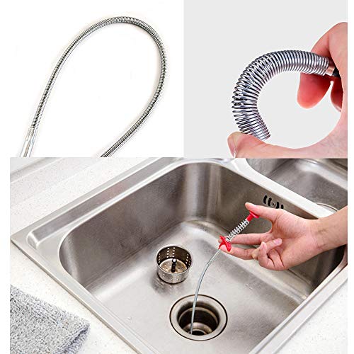 Accesorios para Limpieza de Tuberías, Limpiador de Tuberías con Resorte, Herramienta de Limpieza de Garras de Alcantarillado, Para Fregadero de Cocina, Baño, Bañera, Fregadero, 60 cm, 2 pcs