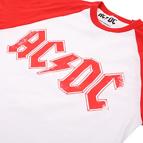 AC/DC Logotipo Camiseta, Blanco (Blanco/Rojo), L para Hombre