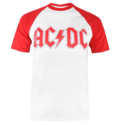 AC/DC Logotipo Camiseta, Blanco (Blanco/Rojo), L para Hombre
