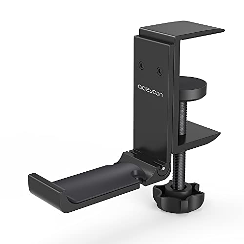 aceyoon Soporte Auriculares Ajustable Soporte Cascos Aluminio Gancho Universal Headset Stand Silicona Plegable Headphone Hanger para Auriculares Bluetooth, Auriculares Gaming, Sony, Bose (Negro)