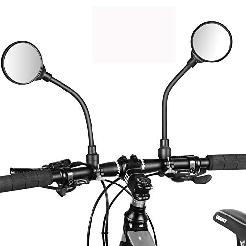 Achort Espejo Retrovisor de Bicicleta, 2 Piezas 360° Adjustable con Espejo Convexo para Bicicleta Manillar, Espejor Rotativo Universal, Ángulo Amplio para Carretera Montaña