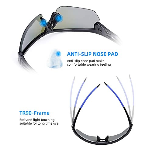 AcrossSea - Gafas de sol deportivas polarizadas para ciclismo, para hombres y mujeres, con 3 lentes intercambiables para correr, béisbol, golf, conducir, pescar, gafas de bicicleta con marco TR90