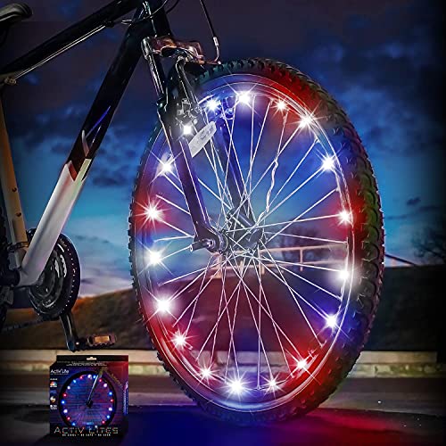 Activ Life Luces de Bicicleta (1 Rueda, patrióticas), Regalos de Fitness para Hombres Que Tienen Todo lo Mejor, Hijo, Hija, Ideas geniales de Regalos para Mujeres