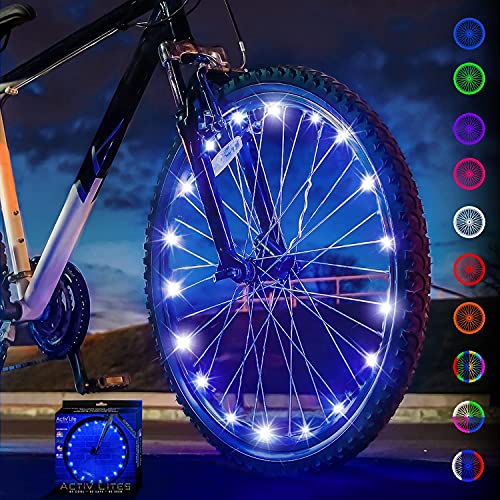 Activ Life Luces de Rueda de Bicicleta (1 neumático, Azul) Regalos de cumpleaños - Lo Mejor para niños geniales 5 6 7 8 9 10 años y Hombres Mayores - Ideas únicas 2020 para él, papá, Hermano, tío