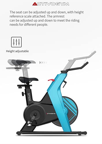 ACTIVOGYM SP500 - Bicicleta Spinning Profesional - Mágnética, Transmisión por Correa Silenciosa y Pedales Spining con Calas. Volante Inercia 13 Kg