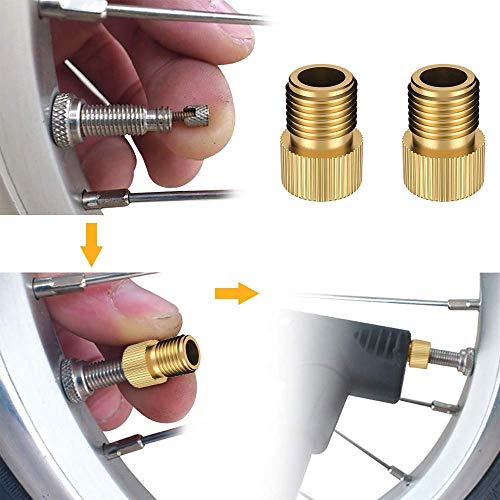 Adaptador de latón de válvula de bicicleta de Presta a Schrader, 2 unidades