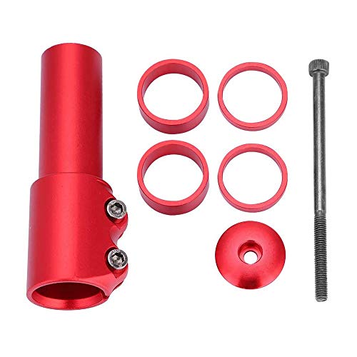 Adaptador Elevador Manillar, Extensor de Vástago de Bicicleta, Ajustable Ligero Aleación de Aluminio Extensor de Potencia de Horquilla de Bicicleta para Bicicleta de Montaña, BMX (Rojo)