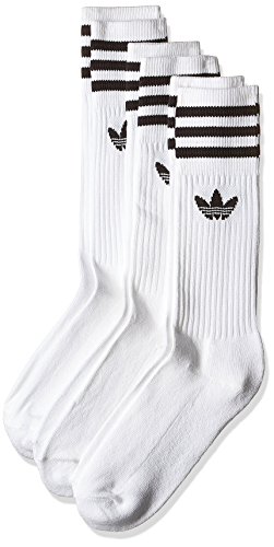 Adidas Solid Crew, Calcetines Unisex Adulto, blanco / negro, 39/42, paquete de 3