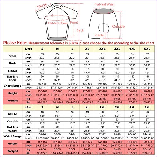 ADKE - Camiseta de ciclismo de manga corta para hombre con tirantes 3D de gel acolchados y pantalones cortos transpirables para bicicleta de montaña, Hombre, 3c-orgb, large