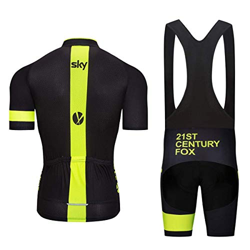 ADKE Conjunto Traje Ciclismo para Verano, Ciclismo Maillot Mangas Cortas y Culotte Bicicleta con 5D Gel Pad, Equipacion Ciclismo para Hombre