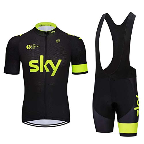 ADKE Conjunto Traje Ciclismo para Verano, Ciclismo Maillot Mangas Cortas y Culotte Bicicleta con 5D Gel Pad, Equipacion Ciclismo para Hombre