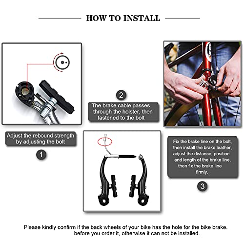 Adromy Freno V Brake para Bicicleta, 2 Piezas Juego de Frenos de Bicicleta,2 de Cable de Freno de Bicicleta,Juego de Frenos V Delanteros y Traseros Juego,Cambio de Marchas,Tapas de Extremos