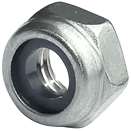 AERZETIX - Juego de 100 tuercas hexagonales de bloqueo M5 Ø exterior 8mm - en acero inoxidable A2 - tuercas autoblocantes con anillo de nylon - DIN 985 - C49566
