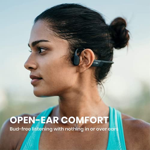 AfterShokz Aeropex, Auriculares Deportivos Inalambricos con Bluetooth 5.0, Tecnología de Conduccion Osea, Diseño Open-Ear, Resistente al Polvo y al Agua IP67, Cosmic Black