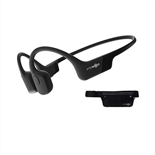 AfterShokz Aeropex, Auriculares Deportivos Inalambricos con Bluetooth 5.0, Tecnología de Conduccion Osea, Diseño Open-Ear, Resistente al Polvo y al Agua IP67, Cosmic Black