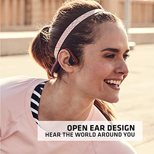 AfterShokz Trekz Titanium Auriculares de Conducción Ósea inalámbricos Bluetooth con Micrófono Resistentes al Sudor para el Deporte (Canyon Red)