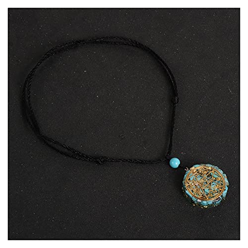 AGNN Piedra Turquesa Chips Gravel Colgante Collar Reiki Energía Fortune-Tellin Péndulo Joyería (Metal Color : 1)