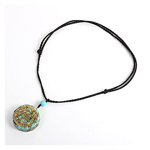 AGNN Piedra Turquesa Chips Gravel Colgante Collar Reiki Energía Fortune-Tellin Péndulo Joyería (Metal Color : 1)