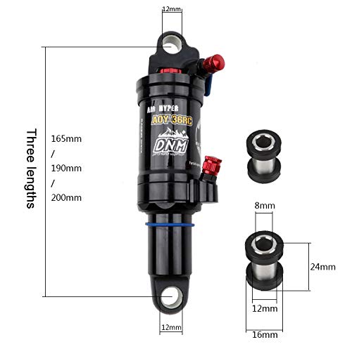 AILOVA Amortiguador Trasero De Bicicleta De Montaña 550lbs Amortiguador R Negro para Bicicleta MTB Carretera Moto (190×50mm)