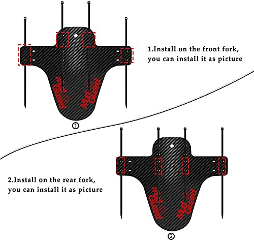 AIlysa 2 Piezas Guardabarros MTB, Guardabarros Bicicleta Montaña, Juego de Guardabarros, Mudguard Bici Delantero y Trasero Compatible 16", 20", 26", 27.5", 29" Fat Bike (Rojo)