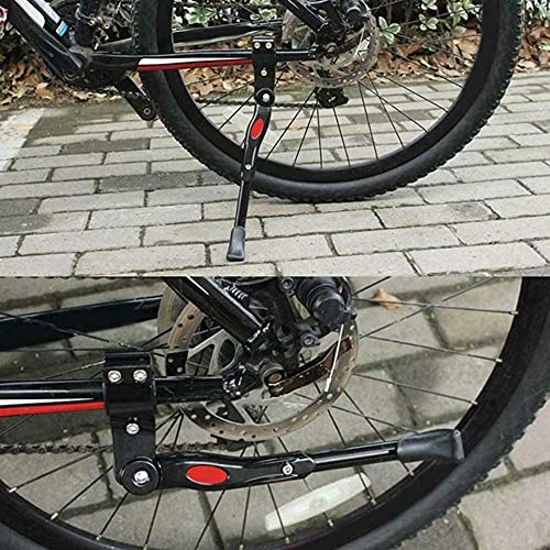 AIlysa Pata de Cabra para Bicicleta, Aleación Ajustable Lateral de Bicicleta con Pie de Goma Antideslizante, para MTB Montaña, Carretera, Plegable Bici 24-28'' (Negro)