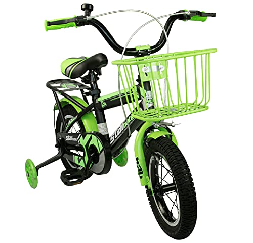 Airel Bicicletas Infantiles para Niños y Niñas | Bici con Ruedines y Cesta | Bicicletas 12, 16, 18 y 20 Pulgadas | Bicicletas niños 3-11 años (Negro-Verde, 20)