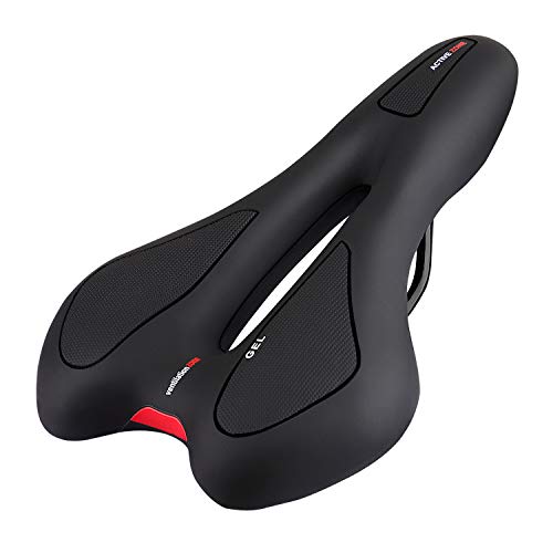 Aishces Sillín de bicicleta de gel MTB, ergonómico, hueco, cómodo, transpirable, adecuado para hombre y mujer, sillín de bicicleta de carreras