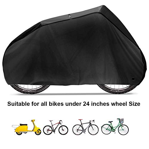 Aival - Funda de bicicleta de montaña y de carretera, de nailon impermeable, 190 T, antipolvo, antilluvia, antiultravioleta, con orificios para atarla , Negro