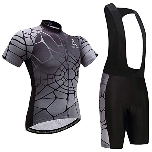 AJL Verano al Aire Libre Web de araña Hombre de Manga Corta Ciclismo Conjunto Combo, Bicicleta de Carretera Juego de la Camisa Ciclo clother Anti-UV MTB Transpirable (Color : C, Size : XXXL)