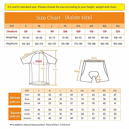 AKAPF Maillot Ciclismo Corto De Verano para Hombre, Respirable Secado Rápido Ciclo Jersey de Manga Corta + 3D Almohadilla De Gel Culote y para Bicicleta MTB Ciclista Bici