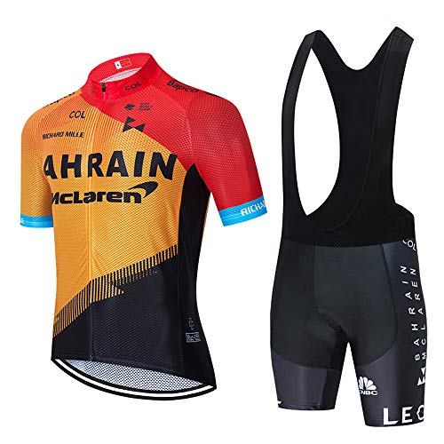 AKAPF Maillot Ciclismo Corto De Verano para Hombre, Respirable Secado Rápido Ciclo Jersey de Manga Corta + 3D Almohadilla De Gel Culote y para Bicicleta MTB Ciclista Bici