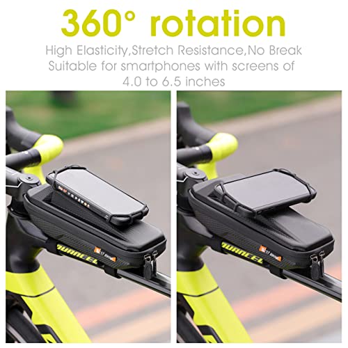 AKOINESE Bolsa impermeable para cuadro de bicicleta, soporte para teléfono para bicicleta de montaña, funda rígida para teléfono móvil para bicicleta de hasta 6,5", capacidad de 1,8L bolsa de ciclismo