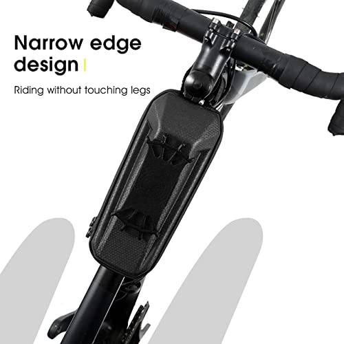 AKOINESE Bolsa impermeable para cuadro de bicicleta, soporte para teléfono para bicicleta de montaña, funda rígida para teléfono móvil para bicicleta de hasta 6,5", capacidad de 1,8L bolsa de ciclismo