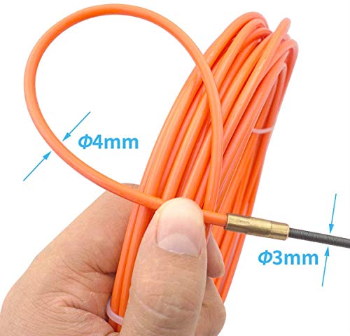 Akuoly Guia Pasacables Alambre Retráctil en Espiral de 15M, de nailon Diámetro 4,0mm, con Muelle de Guía, ideal para Colocación de Cables, color rojo