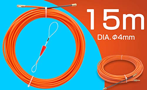 Akuoly Guia Pasacables Alambre Retráctil en Espiral de 15M, de nailon Diámetro 4,0mm, con Muelle de Guía, ideal para Colocación de Cables, color rojo