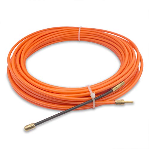 Akuoly Guia Pasacables Alambre Retráctil en Espiral de 15M, de nailon Diámetro 4,0mm, con Muelle de Guía, ideal para Colocación de Cables, color rojo