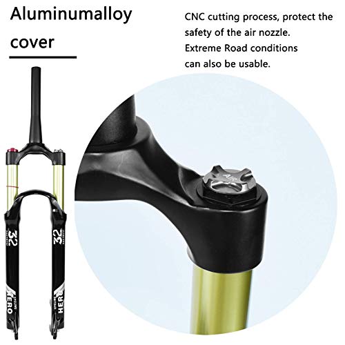 ALBN 26/27,5/29 Pulgadas Horquilla de Aire para Bicicleta de montaña MTB suspensión Delantera, Horquillas de Bicicleta de Freno de Disco de aleación Ultraligera de Viaje de 120 mm